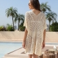 Square striped knitted hollowed out vacation bikini sun protection shirt beach sun protection suit MJ81234