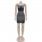Fashion Women's Mesh Hot Diamond Sleeveless Suspended Short Dress Dress C6368
