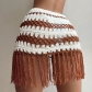 Fashionable Beach Holiday Skirt Knitted Hand Hook Spliced Colorful Fringe Bikini Overlay Half length Short Skirt CYBK0144