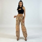 Camo Contrast Elastic Waist Street Fashion Casual Pants 7651PR