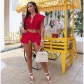 Women's button down lapel sleeveless top and shorts two-piece set of solid color elastic casual wear W8380