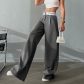 High waisted straight tube printed contrasting color pants XY23118