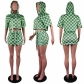 Women's fashion trend, classic plaid print, hooded short skirt set, two-piece set CS0033
