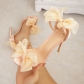 One line open toe sandals, oversized bow tie, sexy high heels PL0151