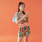 Women's Fashion Sweet Digital Printing High Waist Slim Fit Wrap Hip Half Skirt Set K23S29458