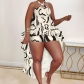 Strap printed two-piece nightclub suit SRS10457