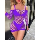 Sexy long sleeved women's transparent hollowed out stockings, tight mesh suit, one piece w042