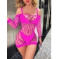 Sexy long sleeved women's transparent hollowed out stockings, tight mesh suit, one piece w042
