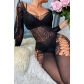 Lace Perspective Jacquard Mesh Socks Hanging Neck Lace Long Sleeve One Piece Silk Socks w602
