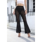 Women's sexy mesh perspective drip shaped pants with flared pants HH6901