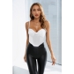 Knitted Colored Fish Bone Breast Pad Steel Ring Sexy Nightclub Fast Fashion Strap Tank Top HH6913