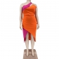 Women's Large Women's Fashion Split Irregular Bottom Dress Q77548
