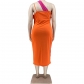 Women's Large Women's Fashion Split Irregular Bottom Dress Q77548