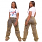 Fashionable multi pocket cargo pants street wash jeans DY6908
