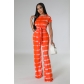 Fashion casual printed set with wide leg pants and two piece pants set FE273
