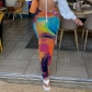 Leisure Colored Print Open Umbilical Slim Fit Wrap Hip Length Half length Skirt M23SK194