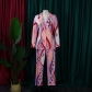 Fashion casual printed long sleeved jacket suit pants set D197