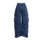 Multi bag wide leg jeans fashionable cargo pants hip-hop super cool series pants TPA638294