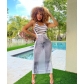Women's personalized style sleeveless elastic digital printed skirt W8418
