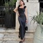 Fashionable Style Slim Fit Raglan Shoulder Strap Open Back Dress D3311943A