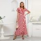 Fashion Slim Fit Temperament Stripe Large Swing Dress Women's Large Irregular Dress LQ578