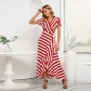 Fashion Slim Fit Temperament Stripe Large Swing Dress Women's Large Irregular Dress LQ578