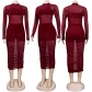 Medium length dress, solid color gauze mesh, three piece set for women A7152