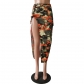 Women's fashion camouflage wash pocket with slit tassel eyelet strap skirt CM8682