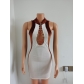 Fashion Contrast Round Neck Sleeveless Mini Skinny Dress FF1063