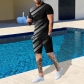 3D digital printed men's T-shirt sports casual set round neck pullover top 336