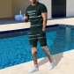3D digital printed men's T-shirt sports casual set round neck pullover top 336