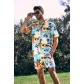 Hawaiian Beach Blossom Shirt Short Sleeve Set Men's Loose Vacation Shirt Shorts Two Piece Set Men's Y711648370800