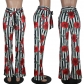 Casual wide leg pants with high waist printed pants M1162
