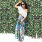 Casual wide leg pants with high waist printed pants S390504
