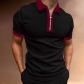New POLO Shirt Zipper Checker Color Block Men's POLO Top PLS-3