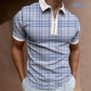 New POLO Shirt Zipper Checker Color Block Men's POLO Top PLS-3