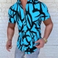 Lapel print casual loose fitting short sleeved shirt large R694328997880