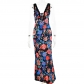 Printed suspender dress with European and American style sexy spicy girl open back V-neck long dress FDL0016