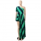 Fashion diagonal shoulder striped shirt dress long dress for women T014