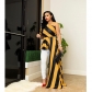 Fashion diagonal shoulder striped shirt dress long dress for women T014