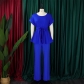 Solid color strapping top, high waisted wide leg pants, fashionable casual set D3206