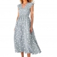 V-neck waistband large skirt with polka dot print dress for women JW0842