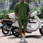 Casual men's suit loose fitting short sleeved men's T summer shorts solid color men's clothing YFY2282