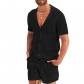 Men's hollowed out perspective cool casual thin men's short sleeved shorts set YFY23008