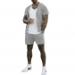 Men's hollowed out perspective cool casual thin men's short sleeved shorts set YFY23008