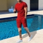 Summer two-piece short sleeved T-shirt casual fashion men's shorts multi-color set YFY23021
