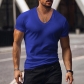 Men's V-neck solid color large casual T-shirt short sleeved men's clothing YFY23056