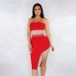 Women's Set New Sexy Nightclub Zipper Bra Irregular Skirt YM8853