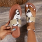 Women's shoes Roman animal print clip toe herringbone sandals and slippers HWJ1837