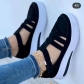 Women's casual thick sole Velcro hollowed out single shoes HWJ1883